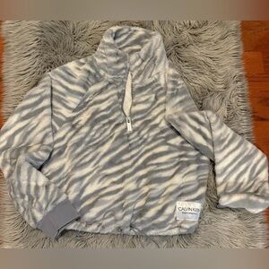 Zebra print Sherpa quarter zip